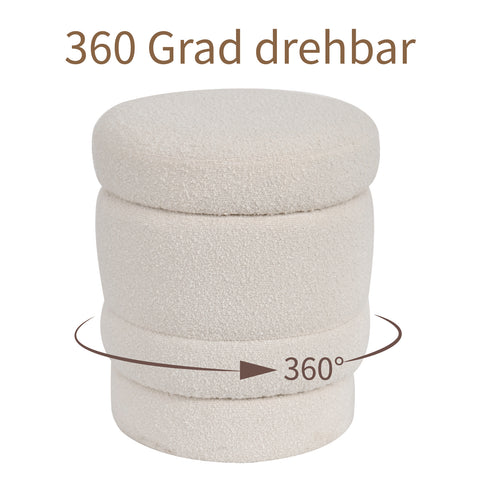 Duhome Ottoman Drehbar Rund Polsterhocker mit Stauraum Sitzhocker mit Deckel Stauhocker