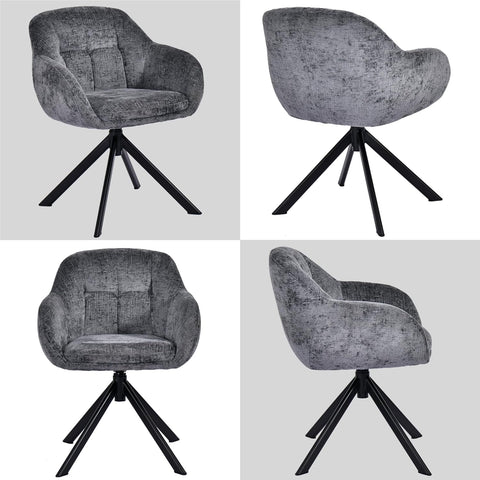 Duhome Loungesessel Armlehnstuhl aus Chenille-Stoff, Schminktisch Stuhl Esszimmerstuhl Sitzschale 360° drehbar 9-213A