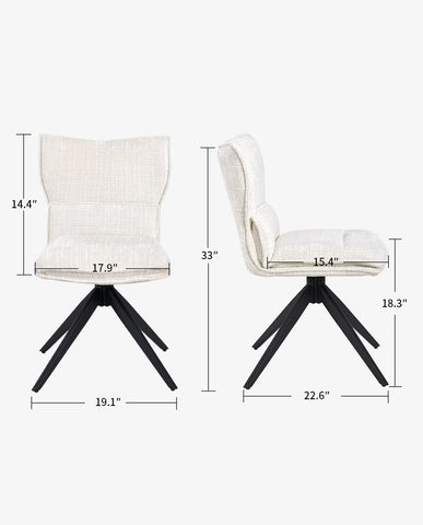 Duhome Drehbarer Chenille-Polsterstuhl mit 360°-Rotation und automatischer Rückstellung