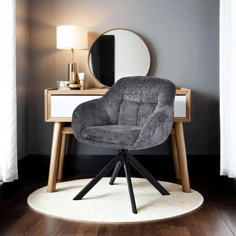 Duhome Loungesessel Armlehnstuhl aus Chenille-Stoff, Schminktisch Stuhl Esszimmerstuhl Sitzschale 360° drehbar 9-213A