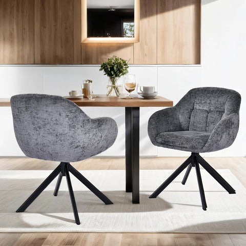 Duhome Loungesessel Armlehnstuhl aus Chenille-Stoff, Schminktisch Stuhl Esszimmerstuhl Sitzschale 360° drehbar 9-213A