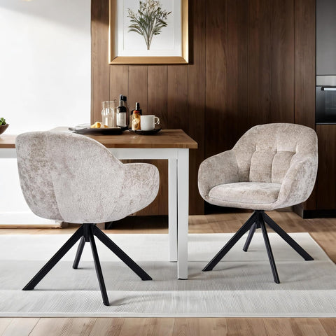 Duhome Loungesessel Armlehnstuhl aus Chenille-Stoff, Schminktisch Stuhl Esszimmerstuhl Sitzschale 360° drehbar 9-213A