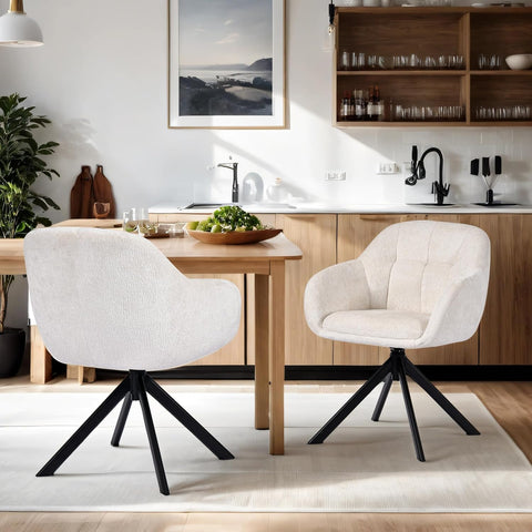 Duhome Loungesessel Armlehnstuhl aus Chenille-Stoff, Schminktisch Stuhl Esszimmerstuhl Sitzschale 360° drehbar 9-213A