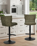 Laden Sie das Bild in den Galerie-Viewer, Höhenverstellbarer Drehbarer Bouclé-Barhocker mit Fußstütze