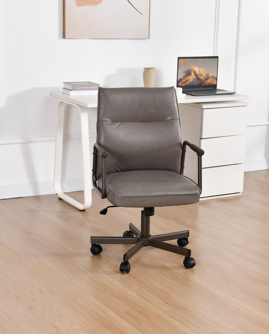 Sweetcrispy Ergonomischer Bürostuhl – Höhenverstellbar, 360° Drehbar, PU-Leder, Gepolsterte Armlehnen, 300 Lbs Tragkraft – Für Home Sweetcrispy Ergonomischer Bürostuhl – Höhenverstellbar, 360° Drehbar, PU-Leder, Gepolsterte Armlehnen, 300 Lbs Tragkraft – Für Home