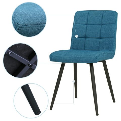 2er Set Esszimmerstuhl aus Stoff Samt Farbauswahl Stuhl Retro Design Polsterstuhl mit Rückenlehne Metallbeine Duhome 8043B