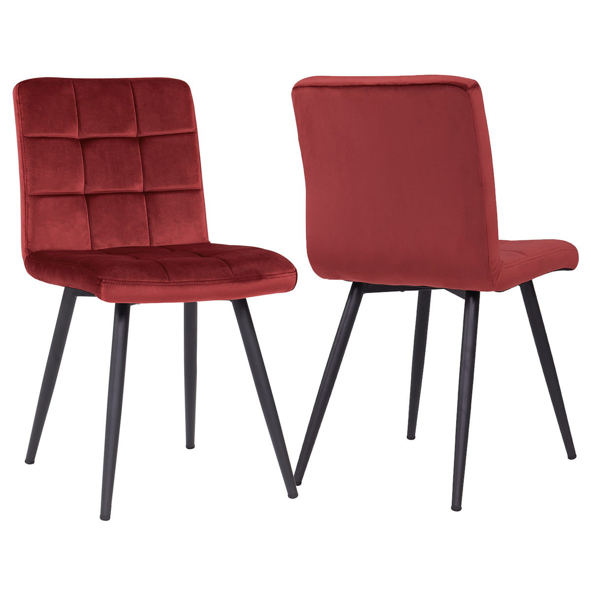 2er Set Esszimmerstuhl aus Stoff Samt Farbauswahl Stuhl Retro Design Polsterstuhl mit Rückenlehne Metallbeine Duhome 8043B