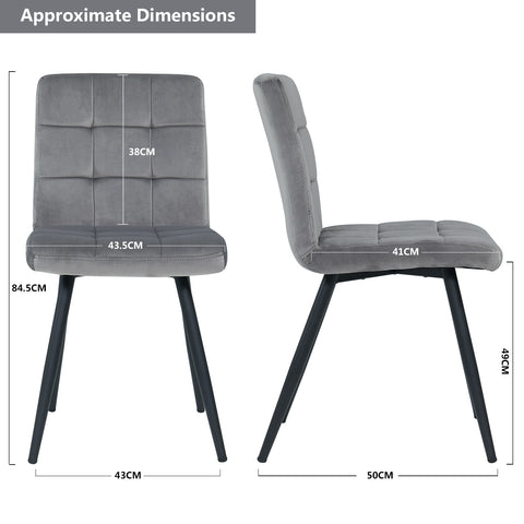 2er Set Esszimmerstuhl aus Stoff Samt Farbauswahl Stuhl Retro Design Polsterstuhl mit Rückenlehne Metallbeine Duhome 8043B