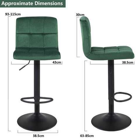 Duhome Barhocker 2x Barstuhl Kunstleder oder Stoff Tresenhocker Bar Sessel gut gepolstert höhenverstellbar mit Lehne eckig 451Y