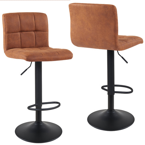 Duhome Barhocker 2x Barstuhl Kunstleder oder Stoff Tresenhocker Bar Sessel gut gepolstert höhenverstellbar mit Lehne eckig 451Y