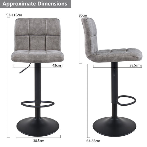 Duhome Barhocker 2x Barstuhl Kunstleder oder Stoff Tresenhocker Bar Sessel gut gepolstert höhenverstellbar mit Lehne eckig 451Y