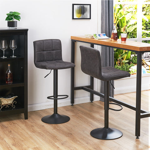 Duhome Barhocker 2x Barstuhl Kunstleder oder Stoff Tresenhocker Bar Sessel gut gepolstert höhenverstellbar mit Lehne eckig 451Y