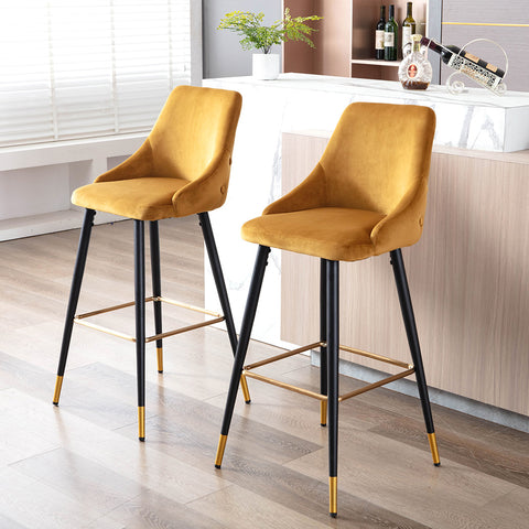 2x Barhocker Barstuhl aus Stoff Samt Gestell aus Metall Tresenhocker Bar Sessel gut gepolstert mit Lehne Farbauswahl Duhome 5170G