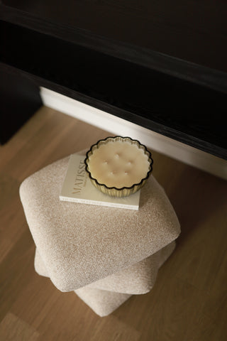 Sitzhocker aus Bouclé Stoff Ottoman 360° Drehbar Polsterhocker Modern Hocker