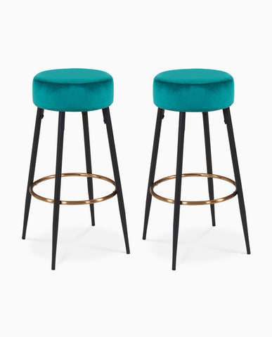 2x Barhocker rund Barstuhl aus Stoff Samt Gestell aus Metall Tresenhocker gut gepolstert Sitzhöhe 80 cm Farbauswahl Duhome 5168A