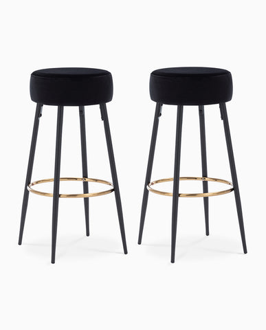 2x Barhocker rund Barstuhl aus Stoff Samt Gestell aus Metall Tresenhocker gut gepolstert Sitzhöhe 80 cm Farbauswahl Duhome 5168A