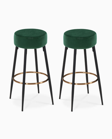 2x Barhocker rund Barstuhl aus Stoff Samt Gestell aus Metall Tresenhocker gut gepolstert Sitzhöhe 80 cm Farbauswahl Duhome 5168A