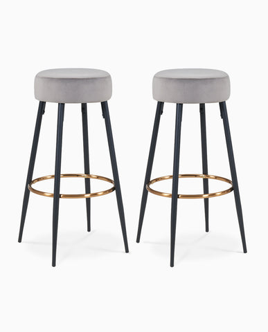 2x Barhocker rund Barstuhl aus Stoff Samt Gestell aus Metall Tresenhocker gut gepolstert Sitzhöhe 80 cm Farbauswahl Duhome 5168A