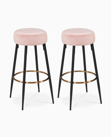 2x Barhocker rund Barstuhl aus Stoff Samt Gestell aus Metall Tresenhocker gut gepolstert Sitzhöhe 80 cm Farbauswahl Duhome 5168A