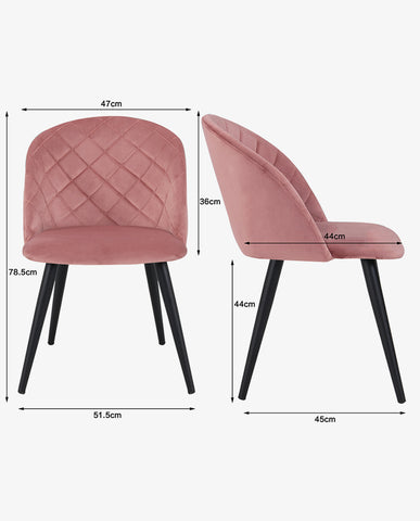 2er Set Esszimmerstuhl aus Stoff Samt Stuhl Retro Design Polsterstuhl mit Rückenlehne Metallbeine Farbauswahl Duhome 8052B