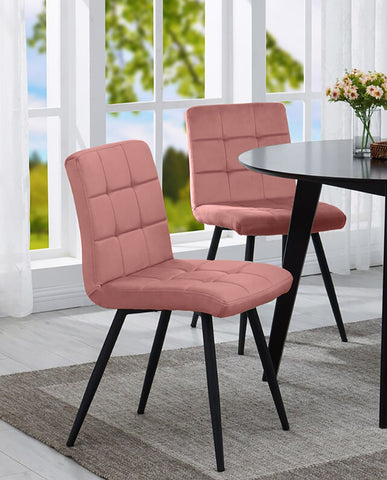 2er Set Esszimmerstuhl aus Stoff Samt Farbauswahl Stuhl Retro Design Polsterstuhl mit Rückenlehne Metallbeine Duhome 8043B