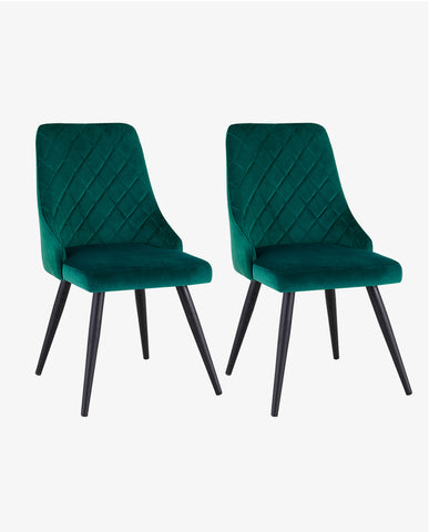 2er Set Esszimmerstuhl Stoff Samt gesteppt Retro Design Polsterstuhl mit Rückenlehne Metallbeine Farbauswahl Duhome 8089