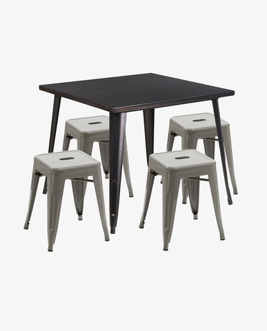 Duhome Eisen / Metall Hocker Höhe 46 cm Arbeitshocker Stapelbar und Robust Industry Design Farbauswahl 665A