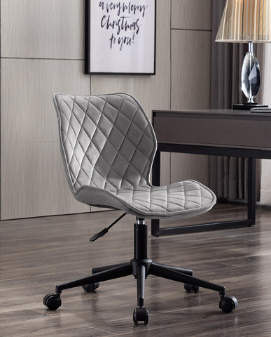 Drehstuhl aus edlem Samtstoff Grau Rollhocker Bürostuhl Stoff Höhenverstellung Schreibtischstuhl drehbar Farbauswahl Duhome 5180W