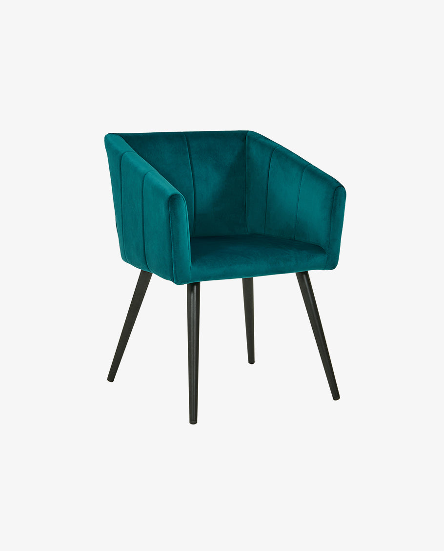 Esszimmerstuhl aus Stoff (Samt) Farbauswahl Retro Design Stuhl mit Rückenlehne Sessel Metallbeine Duhome 8065