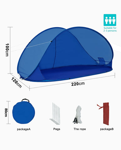 Strandmuschel Pop up Strandzelt Hellblau Polyester blitzschneller Aufbau Wetter- und Sichtschutz Farbauswahl Duhome BT-004