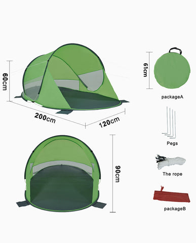 Strandmuschel Pop Up Strandzelt Blau Polyester blitzschneller Aufbau Wetter- und Sichtschutz Duhome BT-006