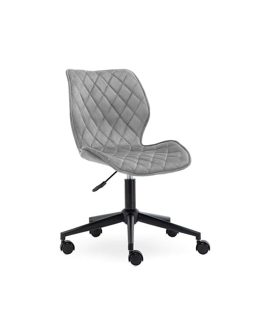 Drehstuhl aus edlem Samtstoff Grau Rollhocker Bürostuhl Stoff Höhenverstellung Schreibtischstuhl drehbar Farbauswahl Duhome 5180W