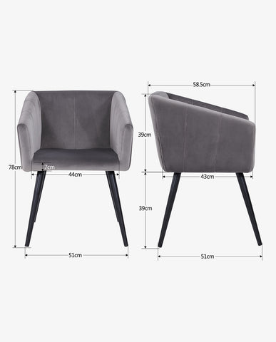 Esszimmerstuhl aus Stoff (Samt) Farbauswahl Retro Design Stuhl mit Rückenlehne Sessel Metallbeine Duhome 8065