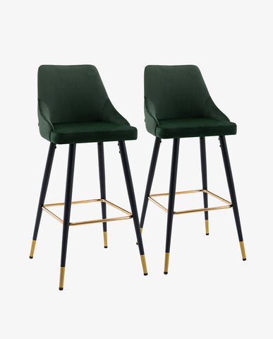 2x Barhocker Barstuhl aus Stoff Samt Gestell aus Metall Tresenhocker Bar Sessel gut gepolstert mit Lehne Farbauswahl Duhome 5170G