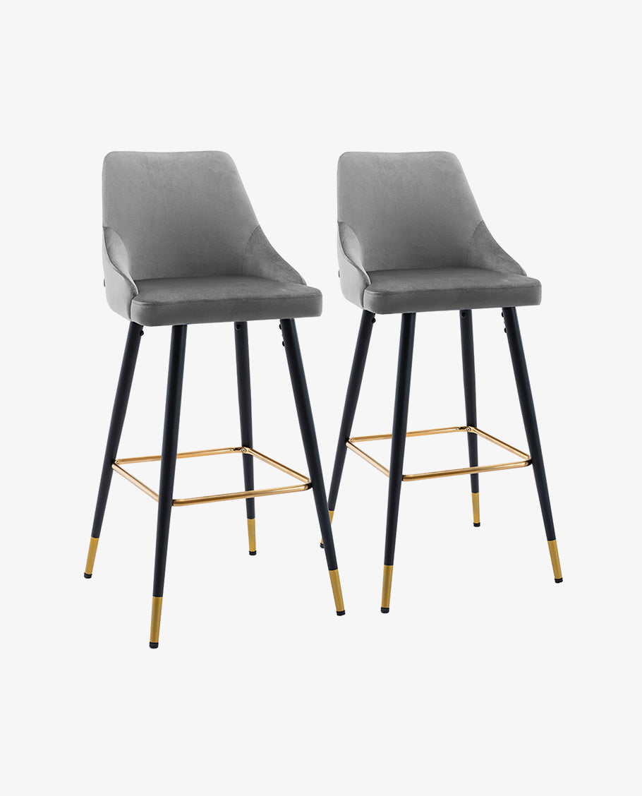 2x Barhocker Barstuhl aus Stoff Samt Gestell aus Metall Tresenhocker Bar Sessel gut gepolstert mit Lehne Farbauswahl Duhome 5170G