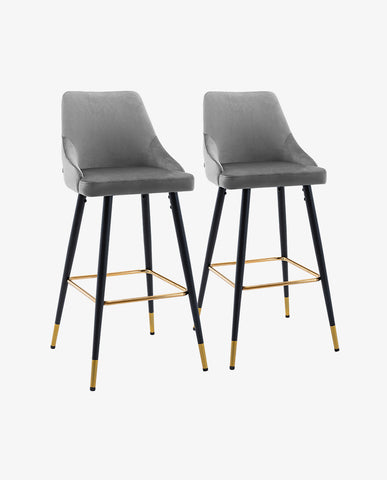 2x Barhocker Barstuhl aus Stoff Samt Gestell aus Metall Tresenhocker Bar Sessel gut gepolstert mit Lehne Farbauswahl Duhome 5170G