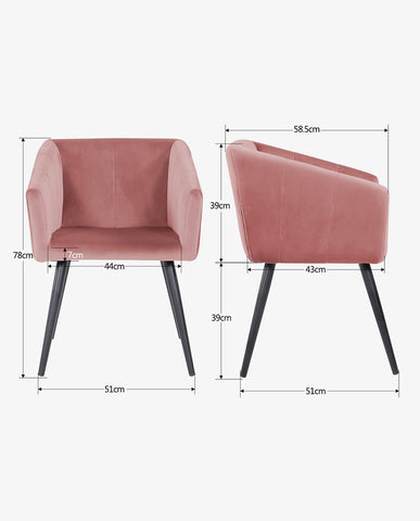 Esszimmerstuhl aus Stoff (Samt) Farbauswahl Retro Design Stuhl mit Rückenlehne Sessel Metallbeine Duhome 8065