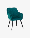 Load image into Gallery viewer, Esszimmerstuhl aus Stoff (Samt) Farbauswahl Retro Design Armlehnstuhl Stuhl mit Rückenlehne Sessel Metallbeine Duhome 8058