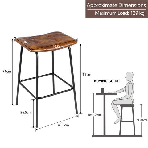 Duhome 2x Barhocker Barstuhl Gestell aus Metall Tresenhocker gepolstert Sitzhöhe 71 cm 5298D1
