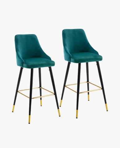 2x Barhocker Barstuhl aus Stoff Samt Gestell aus Metall Tresenhocker Bar Sessel gut gepolstert mit Lehne Farbauswahl Duhome 5170G