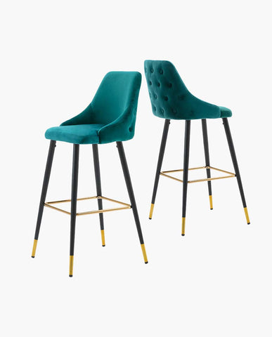 2x Barhocker Barstuhl aus Stoff Samt Gestell aus Metall Tresenhocker Bar Sessel gut gepolstert mit Lehne Farbauswahl Duhome 5170G