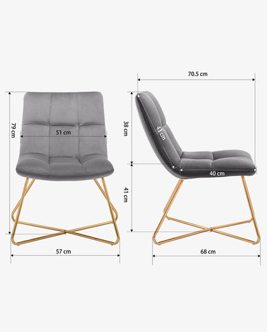 Duhome Sessel Stuhl Gestell Golden gesteppt Lounge Sessel Polsterstuhl Lehnstuhl 8098