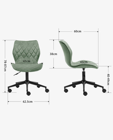 Drehstuhl aus edlem Samtstoff Grau Rollhocker Bürostuhl Stoff Höhenverstellung Schreibtischstuhl drehbar Farbauswahl Duhome 5180W