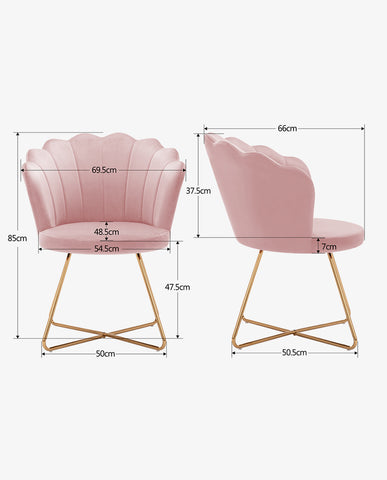 Duhome Sessel aus Stoff Samt Polstersessel Retro Design Polsterstuhl Metallgestell gold 8057C