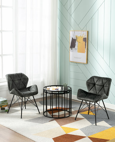 Duhome 2er Set Esszimmerstuhl Küchenstuhl Metallbeine Konferenzstuhl Besucherstuhl Retro 622J Vintage