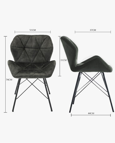 Duhome 2er Set Esszimmerstuhl Küchenstuhl Metallbeine Konferenzstuhl Besucherstuhl Retro 622J Vintage