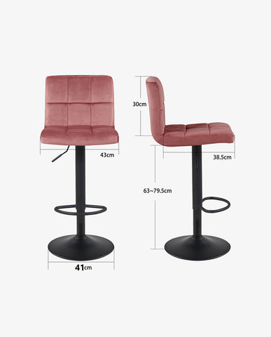 Duhome Barhocker 2x Barstuhl Kunstleder oder Stoff Tresenhocker Bar Sessel gut gepolstert höhenverstellbar mit Lehne eckig 451Y