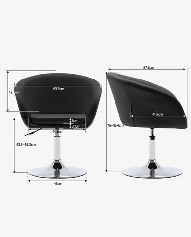 Sessel höhenverstellbar Esszimmerstuhl Kunstleder Clubsessel Coctailsessel Lounge Sessel Farbauswahl - TYP 440